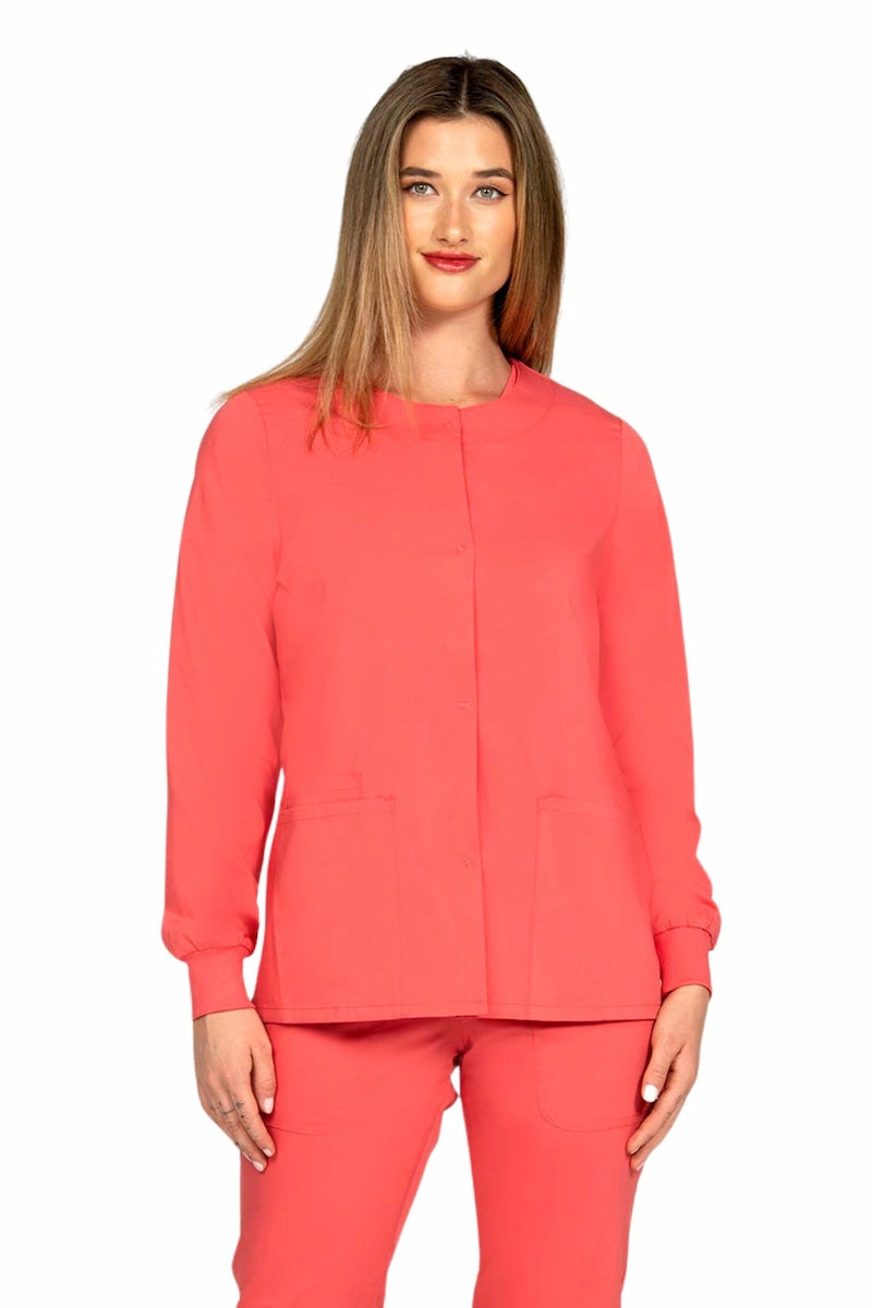 Epic by MedWorks Women's Snap Front Scrub Jacket | Coral Zippered Jacket Buttoned Jacket Snapped Jacket Epic by MedWorks Women's Snap Front Scrub Jacket | Coral Zippered Jacket Buttoned Jacket Snapped Jacket