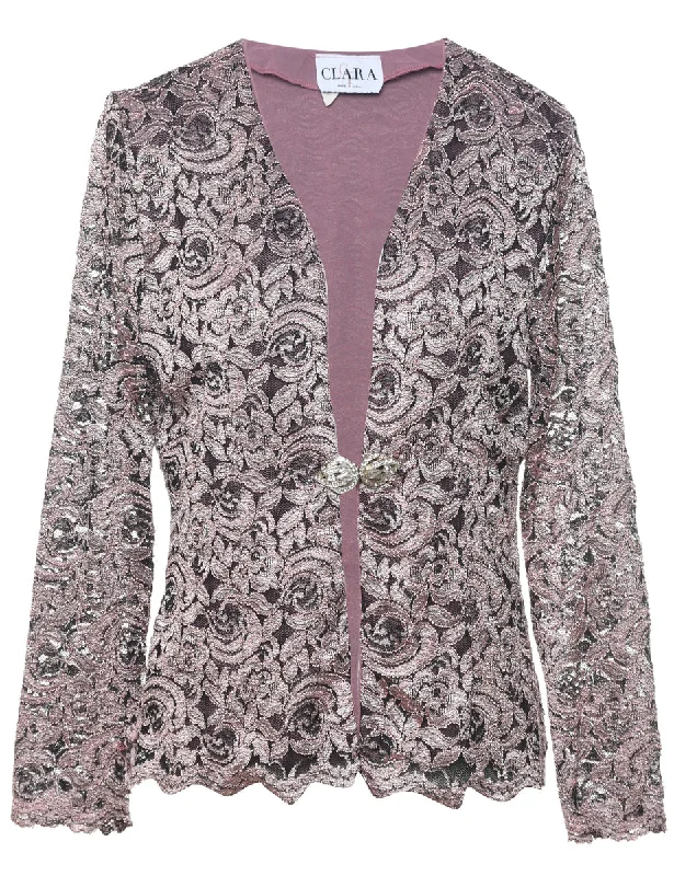 Floral Pattern Evening Jacket - M Fleece Fabric Down Fabric Feather Fabric
