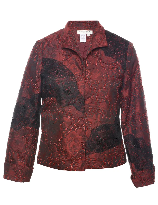 Floral Pattern Evening Jacket - S Jersey Jacket Tulle Jacket Batik Jacket