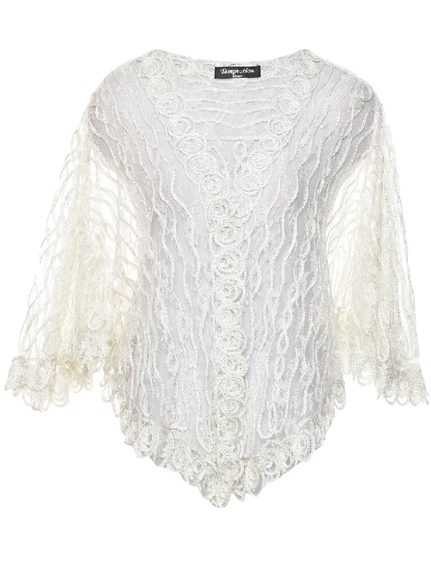 Floral Pattern Lace Evening Jacket - XL