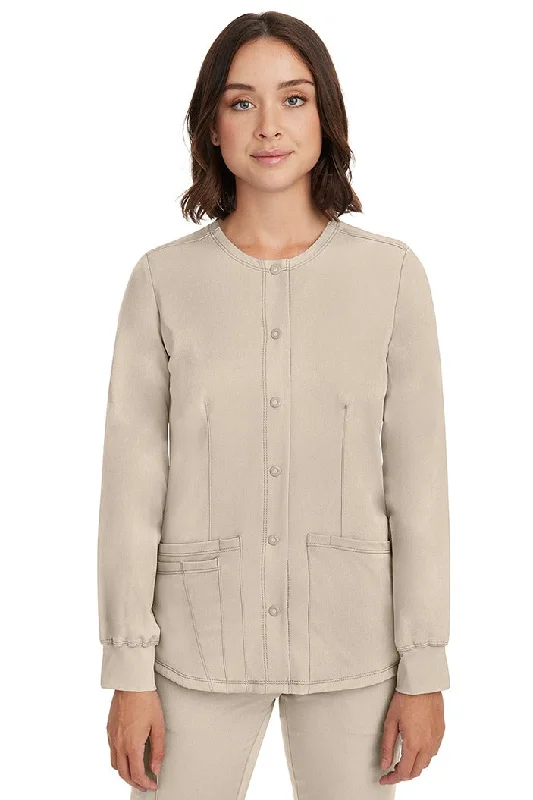 HH-Works Women's Megan Snap Front Scrub Jacket | Khaki Striped Jacket Polka Dot Jacket Floral Jacket HH-Works Women's Megan Snap Front Scrub Jacket | Khaki Striped Jacket Polka Dot Jacket Floral Jacket