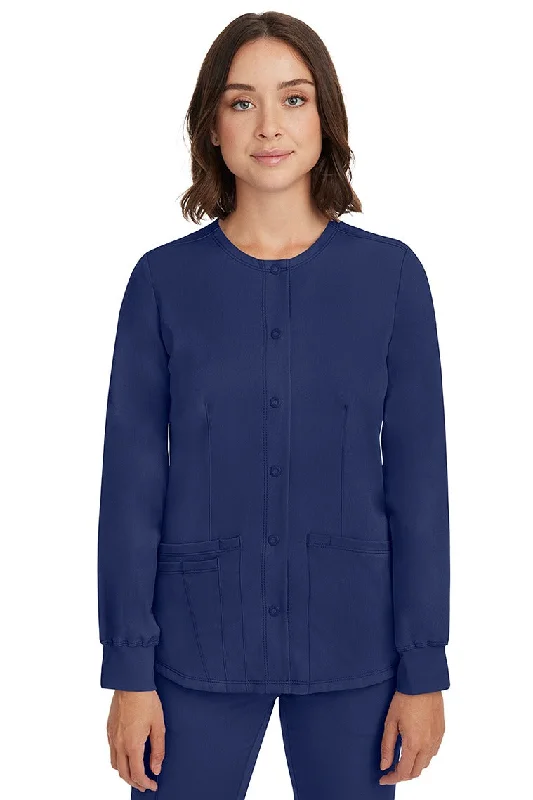 HH-Works Women's Megan Snap Front Scrub Jacket | Navy Fleece Jacket Down Jacket Feather Jacket