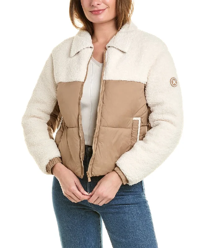 Hurley Chelsea Cropped Quilted Jacket Hooded Jacket Caped Jacket Shawl Collar Jacket