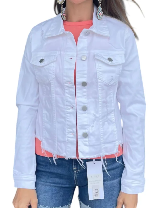 Irregular Fray Hemed Jacket In White Cotton Jacket Linen Jacket Terry Jacket