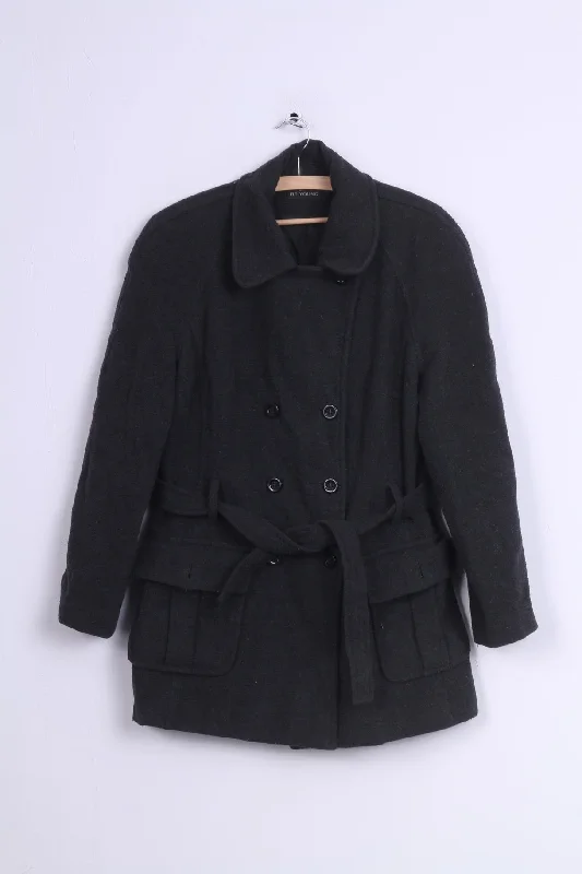 Jacqueline De Young Womens 38 Jacket Double Breasted Dark Grey Knit Jacket Woven Jacket Fleece Jacket