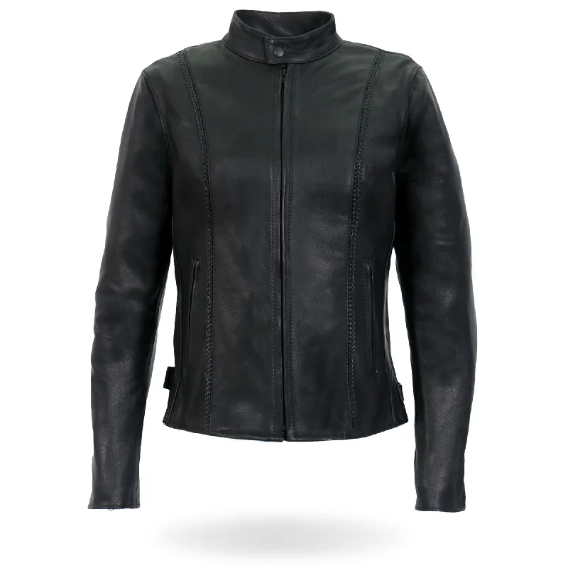 Hot Leathers JKL5002 USA Made Ladies Braided Leather Motorcycle Biker Jacket Elasticated Jacket Padded Jacket Insulated Jacket Hot Leathers JKL5002 USA Made Ladies Braided Leather Motorcycle Biker Jacket Elasticated Jacket Padded Jacket Insulated Jacket
