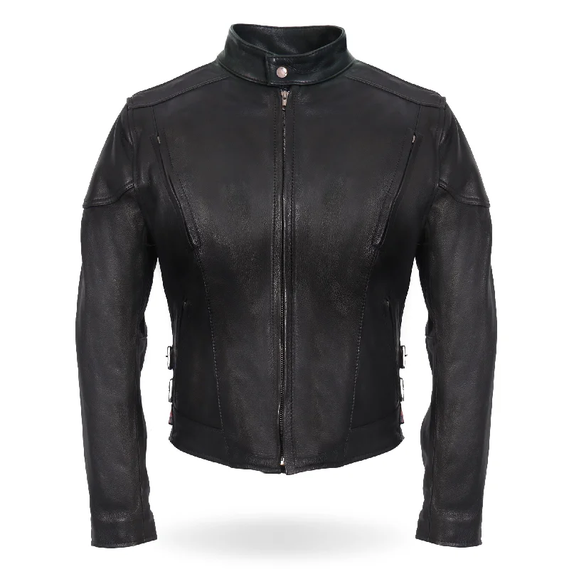 Hot Leathers JKL5001 USA Made Ladies Vented Motorcycle Black Leather Biker Jacket Jacket Blazer Coat