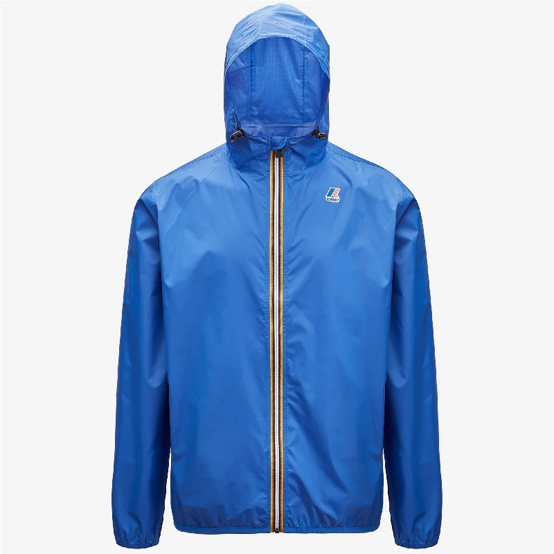 Claude - Unisex Packable Full Zip Waterproof  Rain Jacket in Blue Royal Belted Jacket Elasticated Jacket Padded Jacket