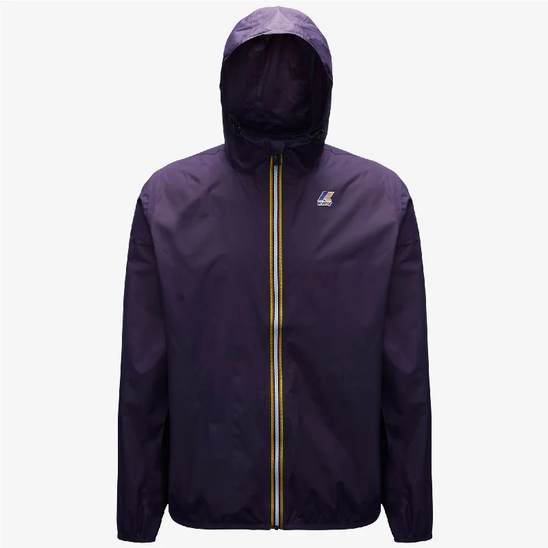 Claude - Unisex Packable Full Zip Waterproof  Rain Jacket in Violet One-Shoulder Jacket Off-the-Shoulder Jacket Asymmetrical Jacket