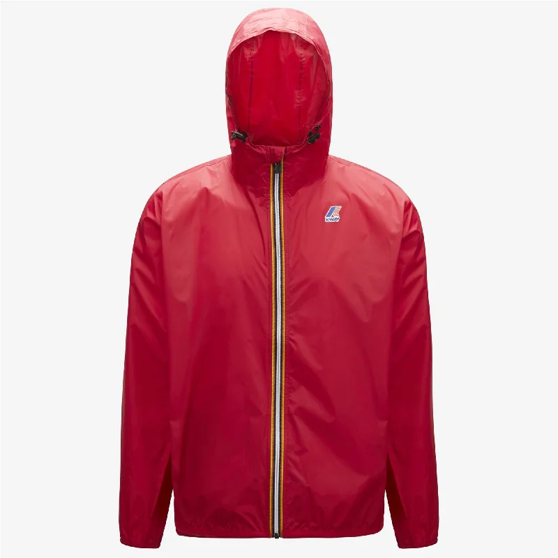 Claude - Unisex Packable Full Zip Waterproof Rain Jacket in Red Berry Welt Pockets Slit Pockets Flap Pockets