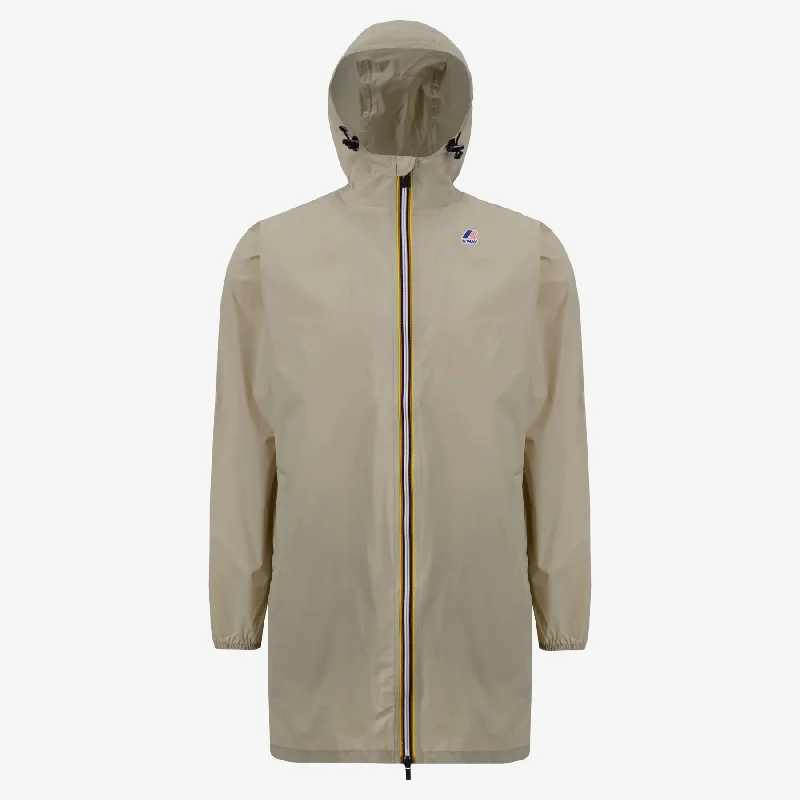Eiffel - Unisex Waterproof Packable Long Rain Jacket in Beige Grey V-Neck Jacket Boat Neck Jacket Square Neck Jacket