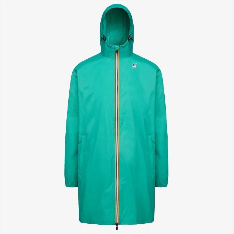 Eiffel - Unisex Waterproof Packable Long Rain Jacket in Green Marine Insulated Jacket Fitted Jacket Loose Jacket