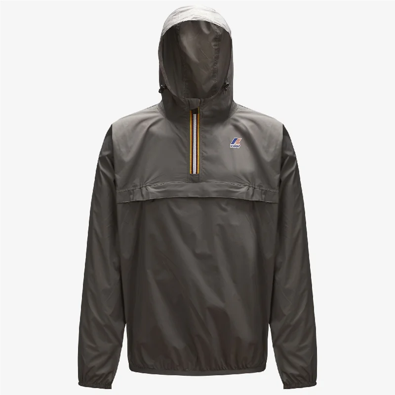 Leon - Packable Quarter Zip Rain Jacket in Grey Smoke Zippered Front Buttoned Front Snap Front Leon - Packable Quarter Zip Rain Jacket in Grey Smoke Zippered Front Buttoned Front Snap Front