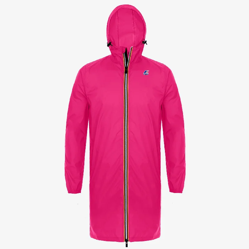 Eiffel - Unisex Waterproof Packable Long Rain Jacket in Fuchsia Fluo Tailored Jacket Straight Jacket A-Line Jacket Eiffel - Unisex Waterproof Packable Long Rain Jacket in Fuchsia Fluo Tailored Jacket Straight Jacket A-Line Jacket