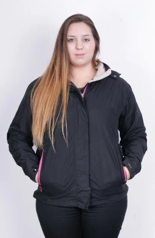 Killtec Womens L 14 Jacket Hood Full Zipper Black Waterproof