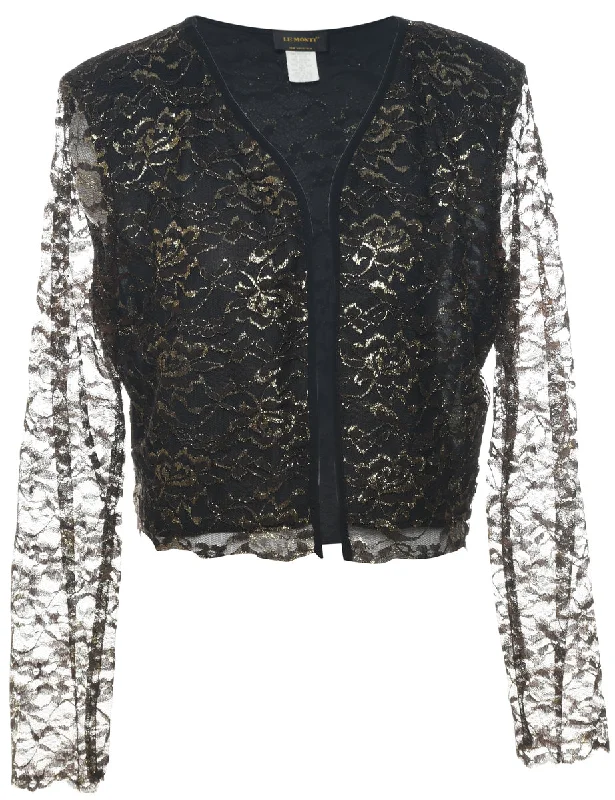 Lurex Thread Pattern Evening Jacket - L Fitted Jacket Loose Jacket Oversized Jacket