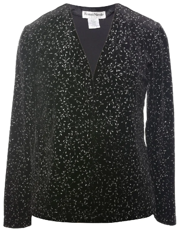 Metallic Finish Evening Jacket - M Snapped Jacket Toggled Jacket Drawstring Jacket