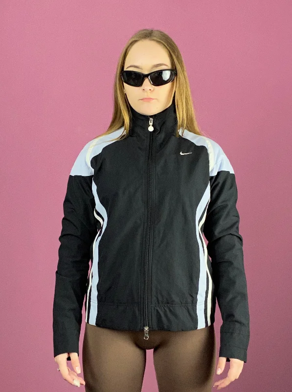 Nike Vintage Women's Windbreaker Jacket - M Black Polyester