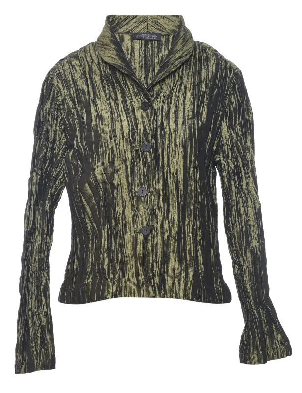 Olive Green Metallic Evening Jacket - M Elasticated Jacket Padded Jacket Insulated Jacket