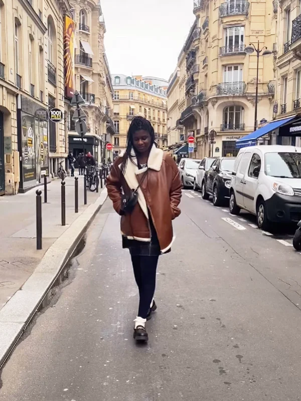 Oversized Recycled Vegan Shearling Aviator Jacket Tailored Jacket Straight Jacket A-Line Jacket