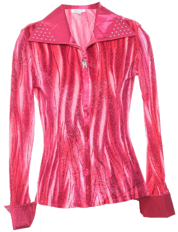 Pink Sparkly Y2K Diamanté Detail Evening Jacket - M Snapped Jacket Toggled Jacket Drawstring Jacket Pink Sparkly Y2K Diamanté Detail Evening Jacket - M Snapped Jacket Toggled Jacket Drawstring Jacket