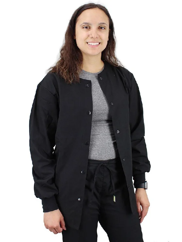 Pocketless Unisex Plastic Snap Jacket | Black Fleece Jacket Down Jacket Feather Jacket Pocketless Unisex Plastic Snap Jacket | Black Fleece Jacket Down Jacket Feather Jacket