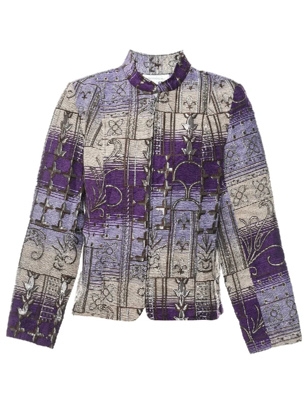 Purple Floral Tapestry Jacket - M Anorak Shell Jacket Lightweight Jacket