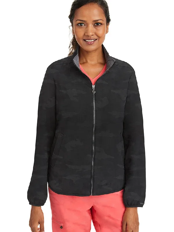 Purple Label Women's Destini Camo Scrub Jacket  | Black Faux Fur Jacket Real Fur Jacket Shearling Jacket