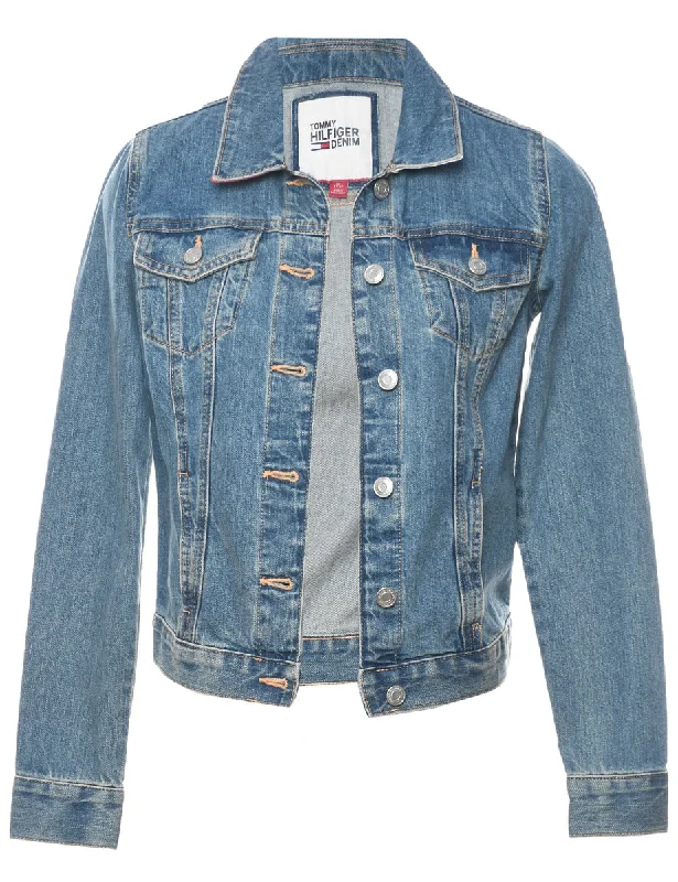 Tommy Hilfiger 1990s Style Denim Jacket - XS Knit Fabric Woven Fabric Fleece Fabric