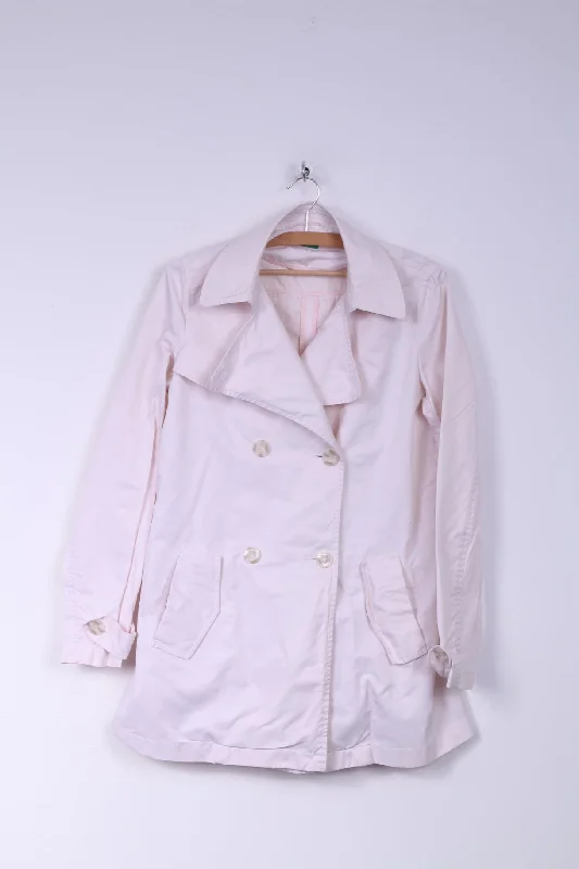 United Colors Of Benetton Womens 44 XL Jacket Double Breasted Light Pink Cotton Cotton Jacket Linen Jacket Terry Jacket United Colors Of Benetton Womens 44 XL Jacket Double Breasted Light Pink Cotton Cotton Jacket Linen Jacket Terry Jacket
