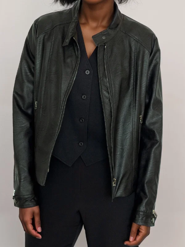 Racer Jacket Zip Front Button Front Snap Front