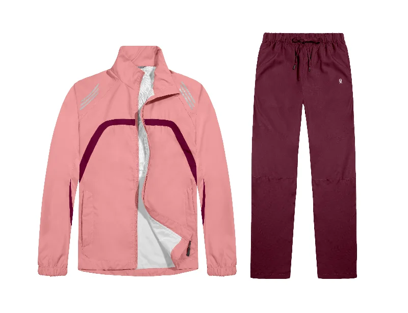 Women's Running Jacket 2 Pieces Set, Full Zip Track Sports Suits for Cycling Denim Jacket Leather Jacket Suede Jacket