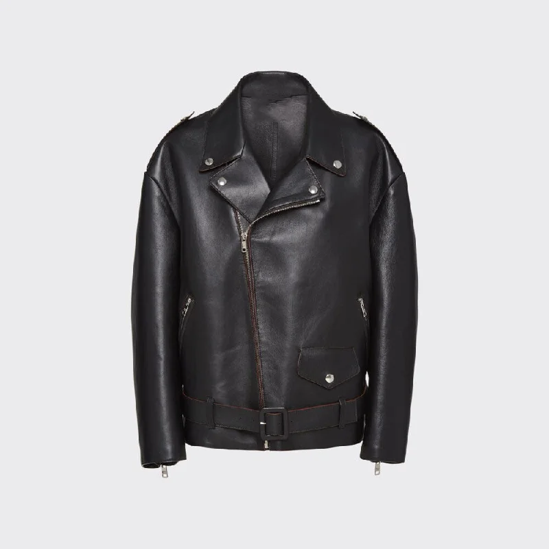 women's black leather biker jacket Fleece Jacket Down Jacket Parka