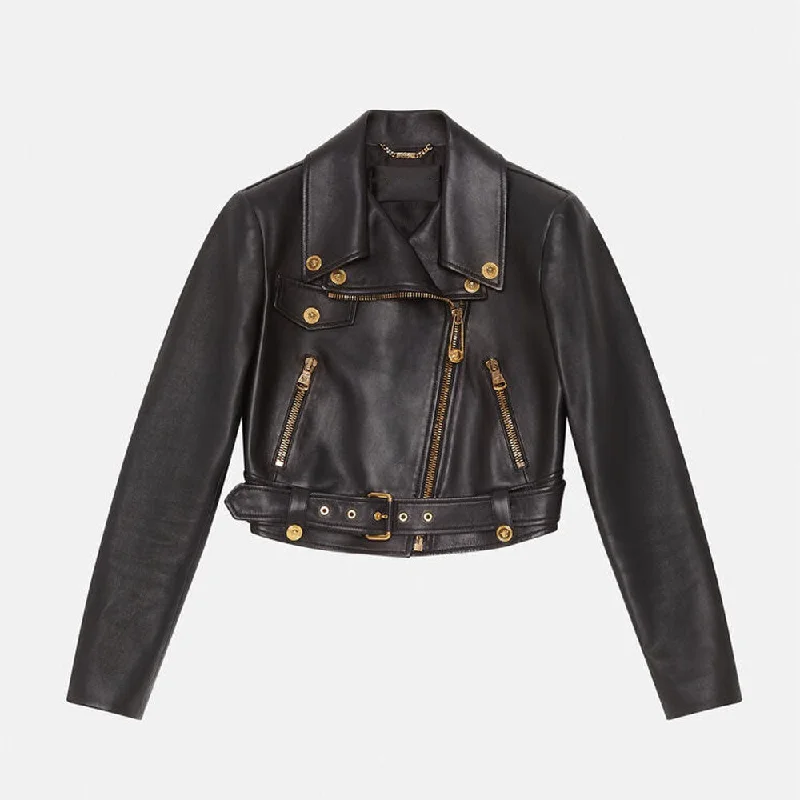 women's black sheepskin leather biker jacket Corduroy Jacket Velvet Jacket Brocade Jacket