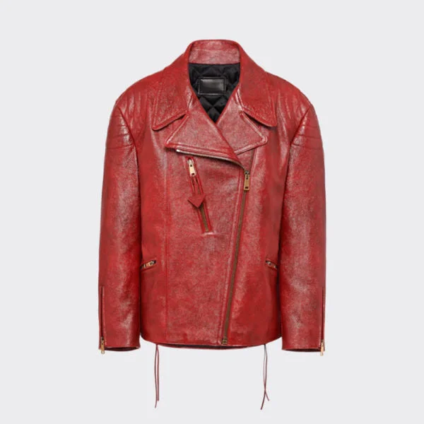 women's red sheepskin biker leather jacket Faux Fur Jacket Real Fur Jacket Shearling Jacket