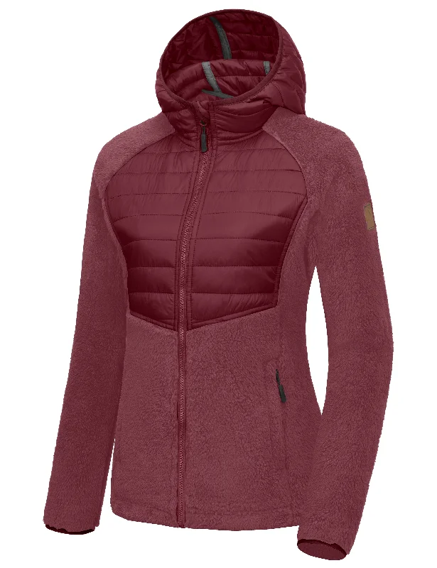 Women's Sherpa Full Zip Fuzzy Fleece Hooded Jacket Chenille Fabric Brocade Fabric Lace Fabric