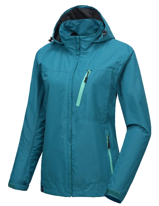 Women's Waterproof Hooded Hiking Travel Rain Shell Jacket Notch Collar Peter Pan Collar Cowl Neck