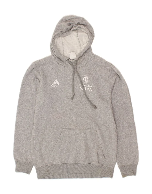 ADIDAS Mens AC Milan Graphic Hoodie Jumper Small Grey Cotton