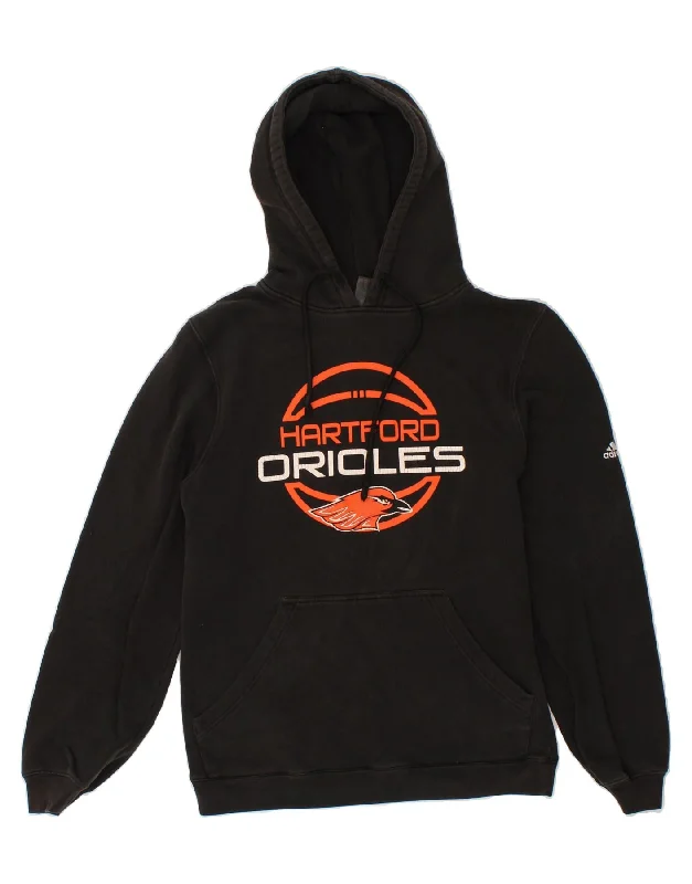 ADIDAS Mens Hartford Orioles Graphic Hoodie Jumper XS Black Cotton Hoodie with Rolled Sleeves Casual Relaxed