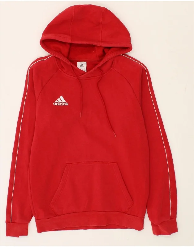 ADIDAS Mens Hoodie Jumper XS Red Cotton Hoodie with Strings Custom Fit Adjustable