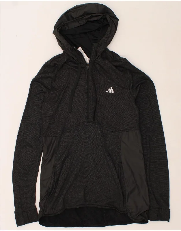 ADIDAS Womens Climawarm Zip Neck Hoodie Jumper UK 12/14 Medium Black Hoodie with Bell Sleeves Flared Feminine ADIDAS Womens Climawarm Zip Neck Hoodie Jumper UK 12/14 Medium Black Hoodie with Bell Sleeves Flared Feminine