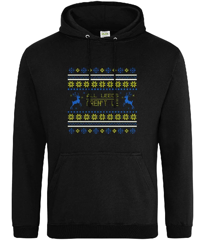 All Leeds Aren't We Christmas Hoodie Blue and Yellow Women Hoodie with Hem Embroidery Detailed Premium