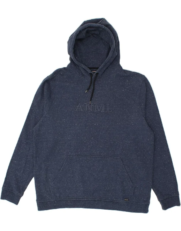 ANIMAL Mens Graphic Hoodie Jumper 2XL Navy Blue Flecked Cotton Hoodie with Reflective Safety Nightwear ANIMAL Mens Graphic Hoodie Jumper 2XL Navy Blue Flecked Cotton Hoodie with Reflective Safety Nightwear
