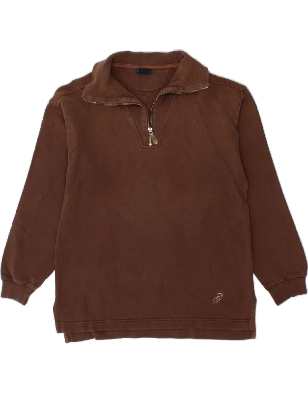 ASICS Mens Zip Neck Sweatshirt Jumper Medium Brown Hoodie with Button Classic Timeless ASICS Mens Zip Neck Sweatshirt Jumper Medium Brown Hoodie with Button Classic Timeless