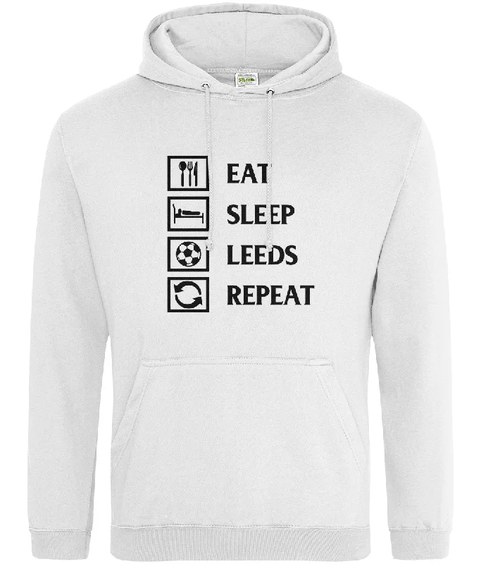 Hoodie Eat, Sleep, Leeds, Repeat - Women Hoodie with Lace Feminine Delicate