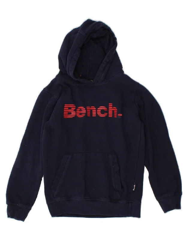 BENCH Boys Graphic Hoodie Jumper 11-12 Years Navy Blue Cotton