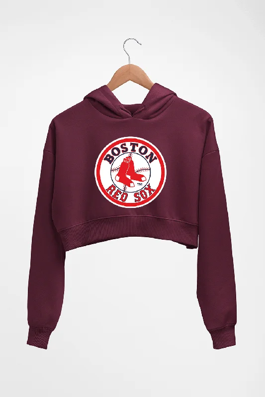 Boston Red Sox Baseball Crop HOODIE FOR WOMEN Hoodie with Stripes Bold Sporty