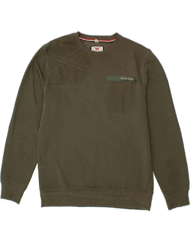 CARRERA Mens Sweatshirt Jumper Large Khaki Cotton