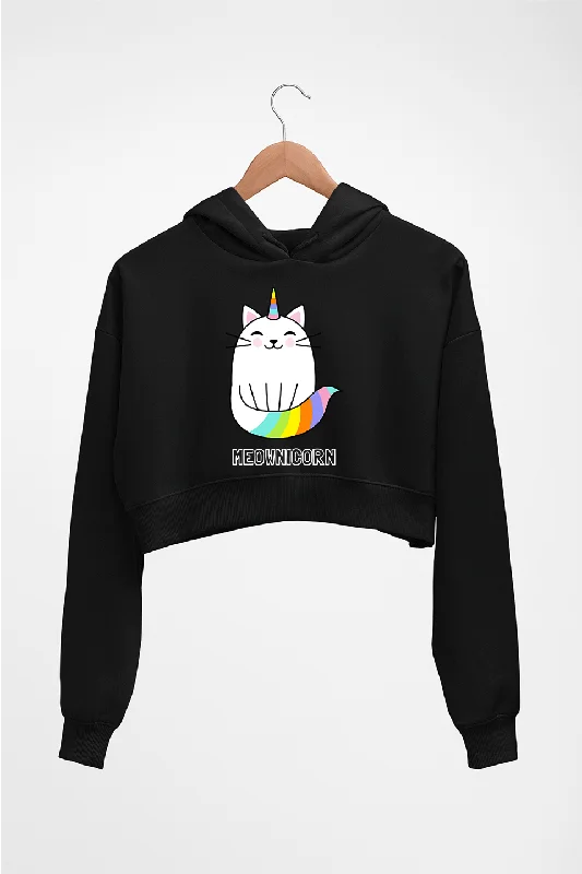 Cat Unicorn Crop HOODIE FOR WOMEN Hoodie with Hem Elastic Stretchable Comfortable