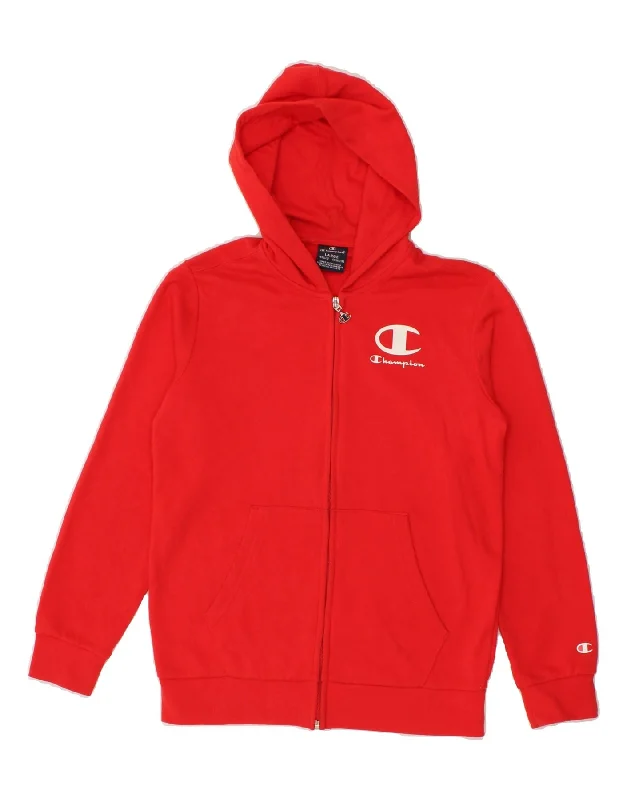 CHAMPION Boys Graphic Zip Hoodie Sweater 11-12 Years Large Red Hoodie with Illustration Artistic Creative CHAMPION Boys Graphic Zip Hoodie Sweater 11-12 Years Large Red Hoodie with Illustration Artistic Creative
